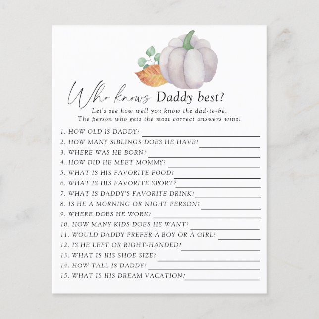 Vit pumpa - Vem vet vad pappa spelar bäst (Framsida)