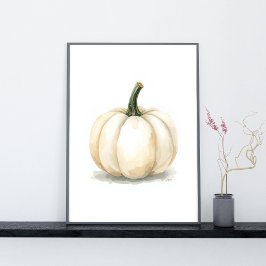 Vit Pumpaaffisch | Elegant Höstestetik Poster