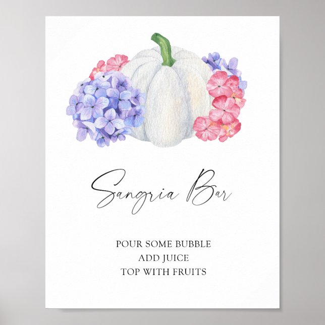 Vit pumpabryllopsdusch - sangriabar poster (Framsidan)