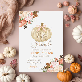 Vit Pumpkin Blommigt Fall Baby Sprinkle-inbjudan Inbjudningar