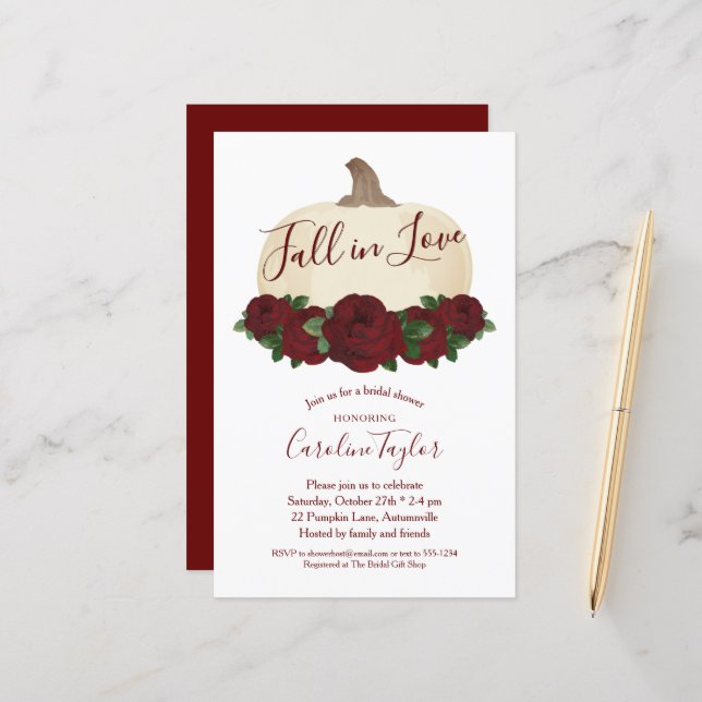 Vit Pumpkin Burgundy Blommigt Fall Möhippa (Fram/Back In Situ)