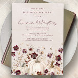 Vit Pumpkin Burgundy Wildblomma 60:e födelsedagen Inbjudningar<br><div class="desc">Pumpor kapslas in i känsliga burgundrött och vita blommor för att skapa en elegant estetisk. Hela texten är redigerbar så att du enkelt kan tränga in i ditt eget speciella humör.</div>
