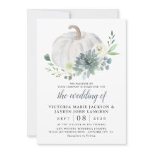 Vit Pumpkin-Elegant Succulent Fall Chic Bröllop