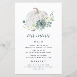 Vit Pumpkin-Elegant Succulent Fall Menu-kort