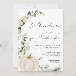 Vit Pumpkin Eucalyptus Fall Möhippa Inbjudningar