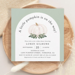 Vit Pumpkin Fall Baby Shower Arch-inbjudan Inbjudningar