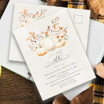 Vit Pumpkin Höst löv 60:e Födelsedagsfesten Inbjudan Vykort<br><div class="desc">Vita pumpor från eleganten är inkapslade i röda löv,  orange och sage grönt och vilda blommor.</div>