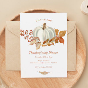 Vit Pumpkin Höst löv Thanksgiving Inbjudningar