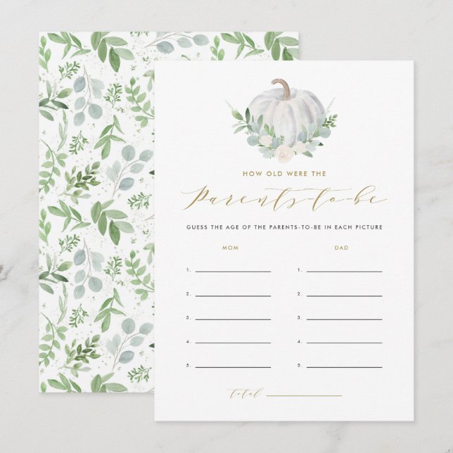 Vit Pumpkin Hur gammal var föräldrarnas spel? Tilläggskort (Fram/baksida)