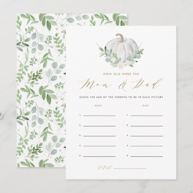 Vit Pumpkin Hur gammal var Mamma och Pappa kort? Tilläggskort (Fram/baksida)