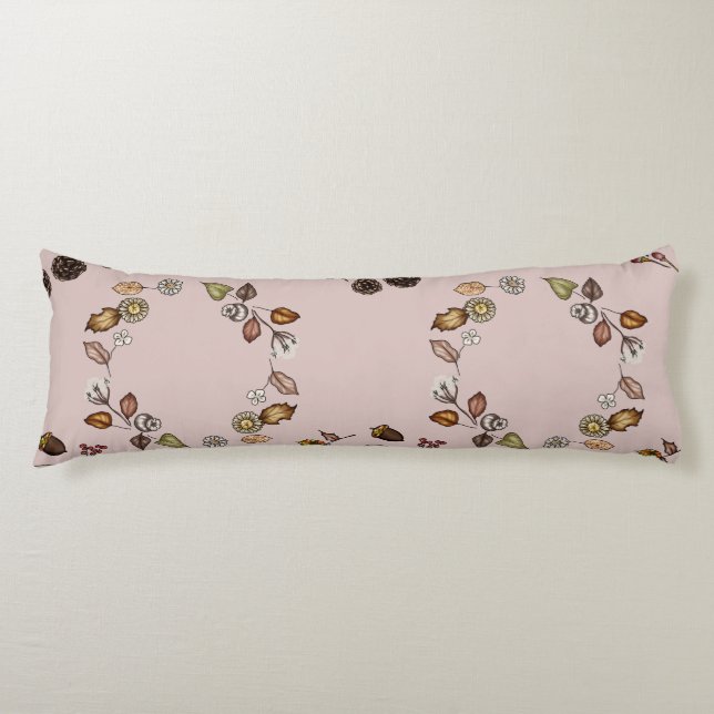 Vit Pumpkin med Höst löv Kroppskudde (Framsidan)