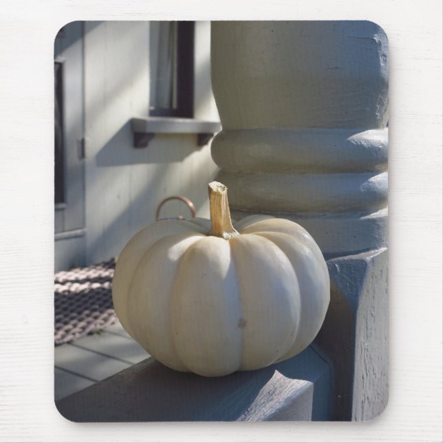 Vit Pumpkin på Railing - Martha's Vineyard Musmatta (Framsidan)