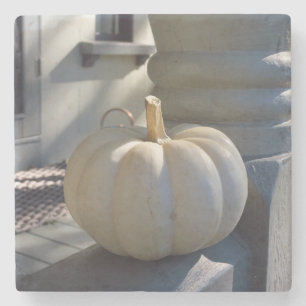 Vit Pumpkin på Railing - Martha's Vineyard Stenunderlägg