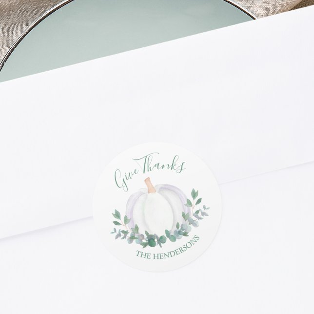 Vit Pumpkin Runt Klistermärke (Skapare uppladdad)