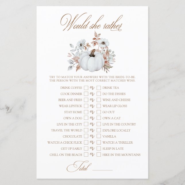 Vit Pumpkin skulle hon hellre Möhippa Game (Framsida)