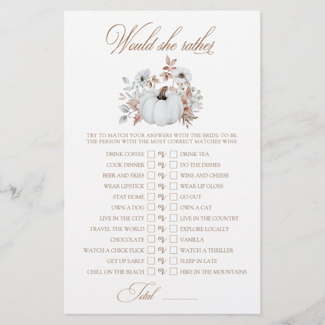 Vit Pumpkin skulle hon hellre Möhippa Game (Framsida)