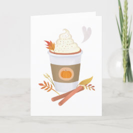 Vit Pumpkin Spice Latte Fall Birthday Kort