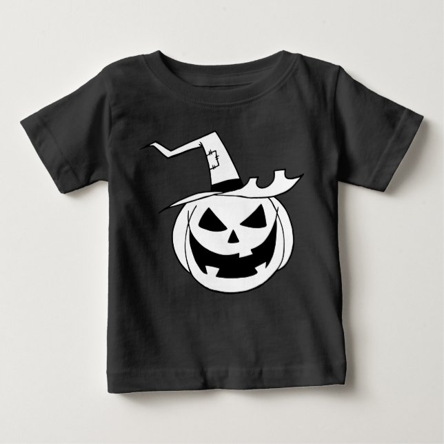 Vit Pumpkin w/Hat Black Småbarn FleeceSweatshirt Tee (Framsida)