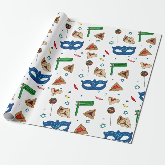 Vit Purim Wrapping Papper Presentpapper (Utrullad)