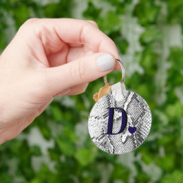 Vit Python Ormhud - Rik Elegant Monogram Nyckelring
