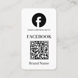 Vit QR Facebook Recensioner Minimal Anpassad Län Visitkort