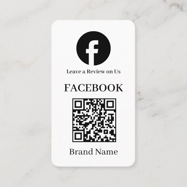 Vit QR | Facebook Recensioner Minimal Anpassad Län Visitkort (Framsida)