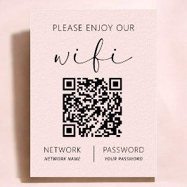 Vit QR-kod för rosa - njut av vår WiFi-teknik Poster