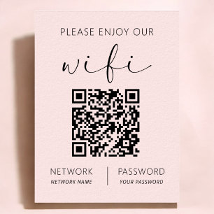 Vit QR-kod för rosa - njut av vår WiFi-teknik Poster