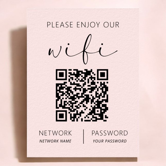 Vit QR-kod för rosa - njut av vår WiFi-teknik Poster (Skapare uppladdad)