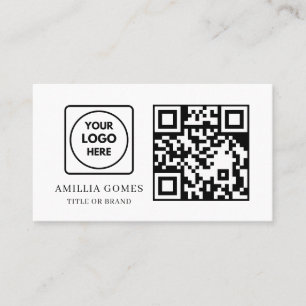 Vit QR-kod   Modern Minimal Anpassad Kontakt  Visitkort