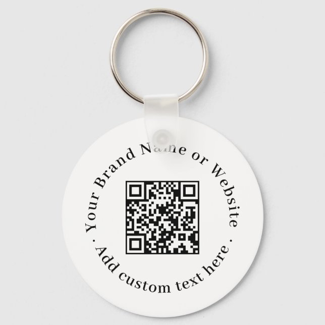 Vit QR | Minimalistisk Ren Budgetdesign Nyckelring (Framsida)