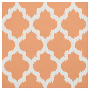 Vit Quatrefoil Ikat & Anpassningsbar Orange Bakgru Tyg