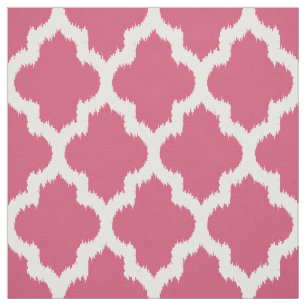 Vit Quatrefoil Ikat & Anpassningsbar Rosa Bakgrund Tyg
