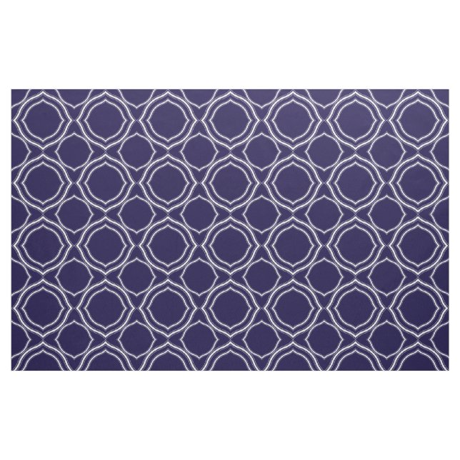 Vit Quatrefoil på Midnight Blue Background Tyg (Fat Quarter)