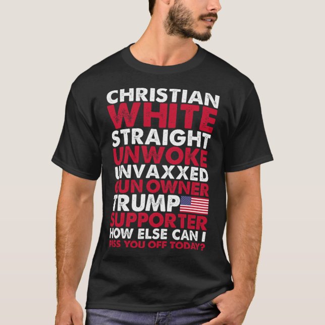 Vit Rak, ovaknad, ovaxad trumpstöd, USA T Shirt (Framsida)