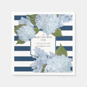 Vit, rand Hydrangea Blommigt Baby Visa Pappersservett