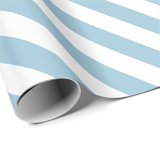Vit Rand med Baby blue | DIY Färg Presentpapper (Rullad Hörn)