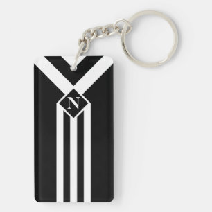 Vit Rand och Chevrons on Black med Monogram