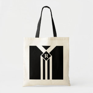Vit Rand och Chevrons on Black med Monogram Tygkasse