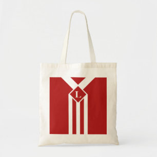 Vit Rand och Chevrons on Red med Monogram Tygkasse