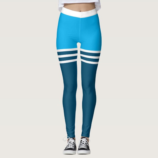 Vit Rand på lår på BLUE Leggings (Framsida)
