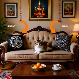 Vit Rangoli med hibiscus Kudde