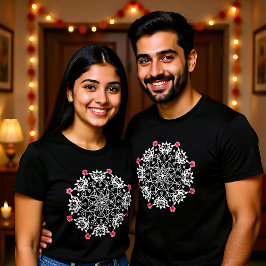 Vit Rangoli med hibiscus T Shirt