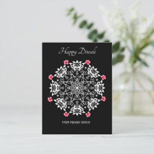 Vit Rangoli med hibiscus Vykort