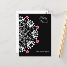 Vit Rangoli med hibiscus vykort