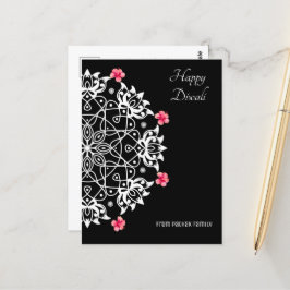 Vit Rangoli med hibiscus vykort