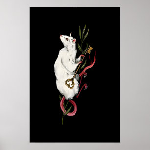 Vit råtta-illustration gotisk - Giclee tryck från