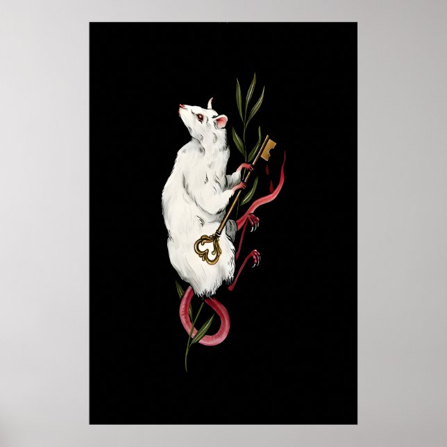 Vit råtta-illustration gotisk - Giclee tryck från (Framsidan)
