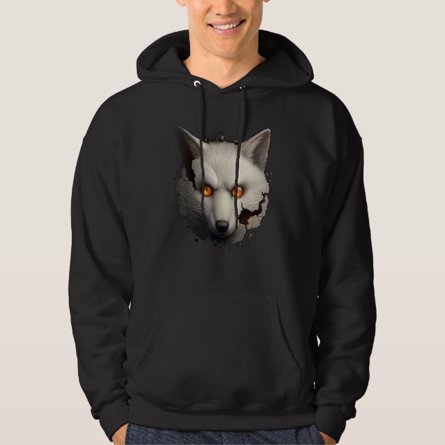Vit Räv Fantasi Konst  Djur Räv Hoodie (Framsida)