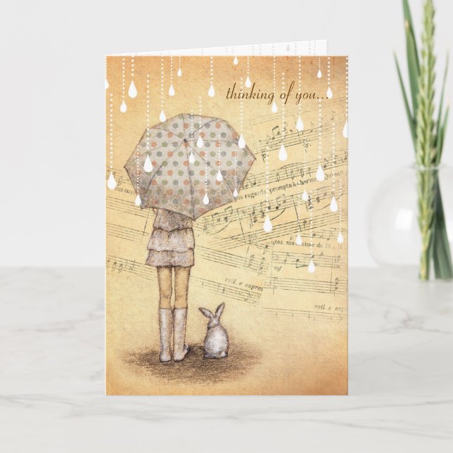 Vit regnar symfonin som är tänkande av dig det kort (Framsida)